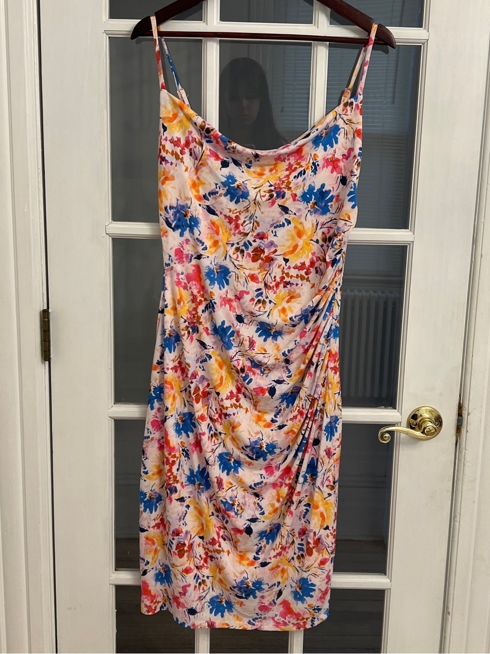 LAUNDRY BY SHELLI SEGAL Women’s Floral Print Sleeveless Ruched Mini Dress